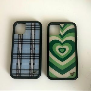 Wildflower I-Phone 11 Case (Green Matcha and Blue Plaid)